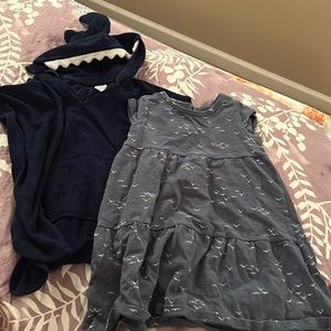 Toddler girls short sleeve dress and swim coverup 2T. GUC.